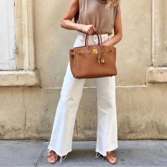 Zara The Marine Straight Wide Leg White High Waisted Jeans Sz 2 - Picture 1 of 11